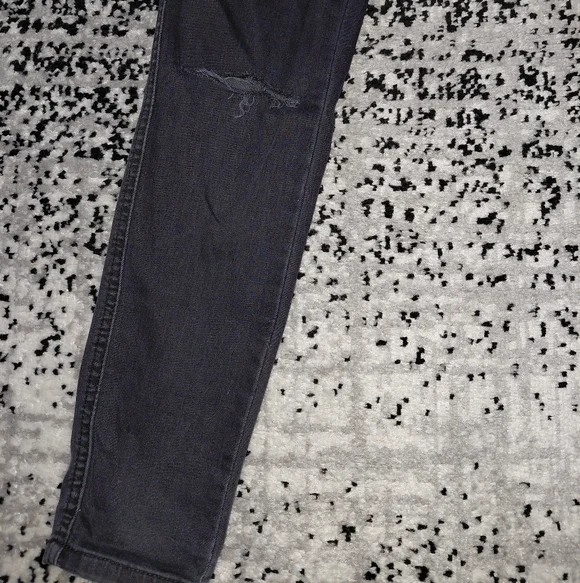 Zara Z1975 Mid Rise Skinny Jeans Black Ripped Knees 38 / 6 - Picture 8 of 16